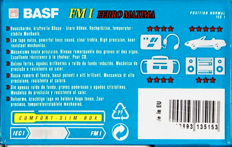 Compact Cassette BASF FM I Ferro Maxima 90 Type I Normal 1995 Europe