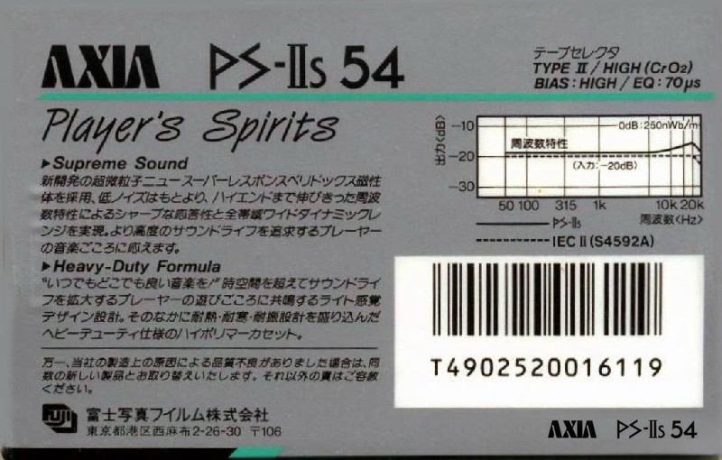 Compact Cassette: FUJI AXIA - PS-IIs 54