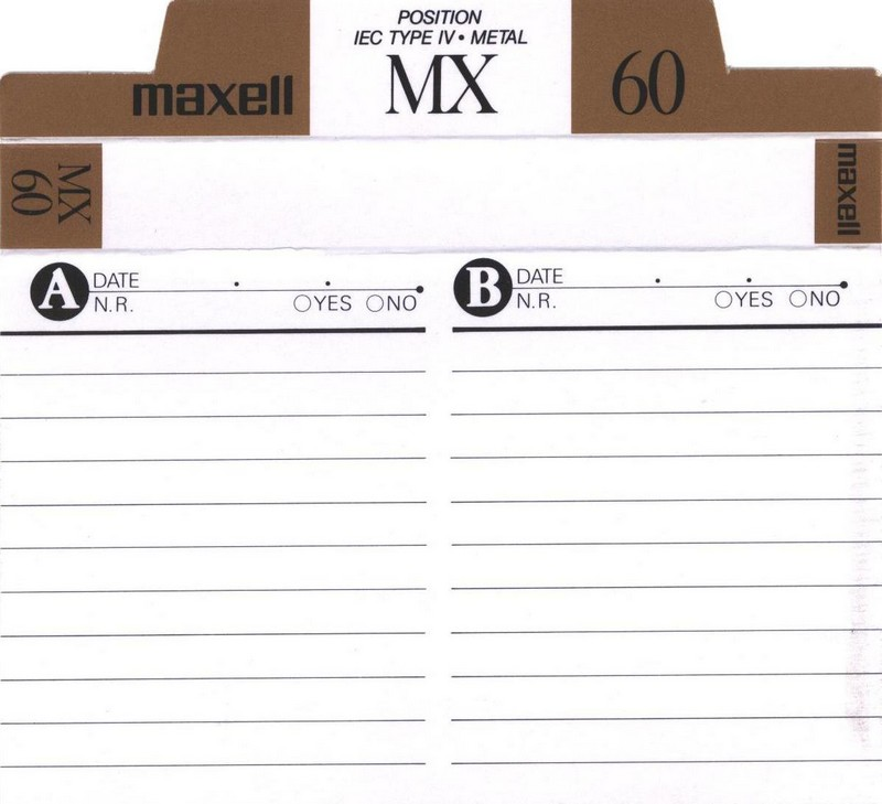 Compact Cassette Maxell MX 60 Type IV Metal 1988 USA