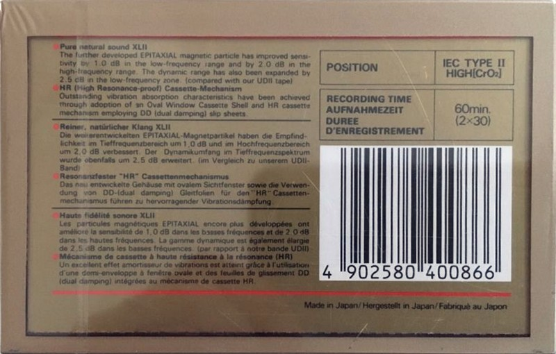 Compact Cassette Maxell XLII 60 Type II Chrome 1986 Europe