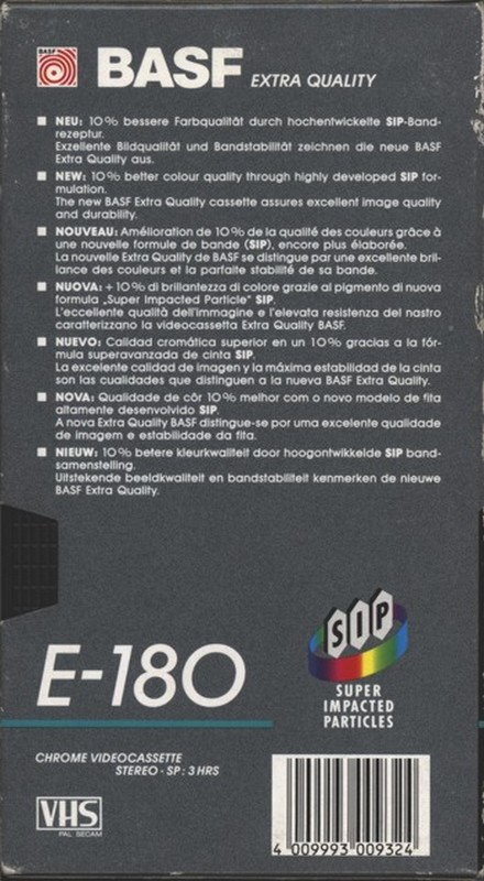 VHS, Video Home System: BASF  - Extra Quality 180