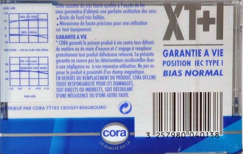 Compact Cassette Cora XT 60 "XT+I" Type I Normal Belgium