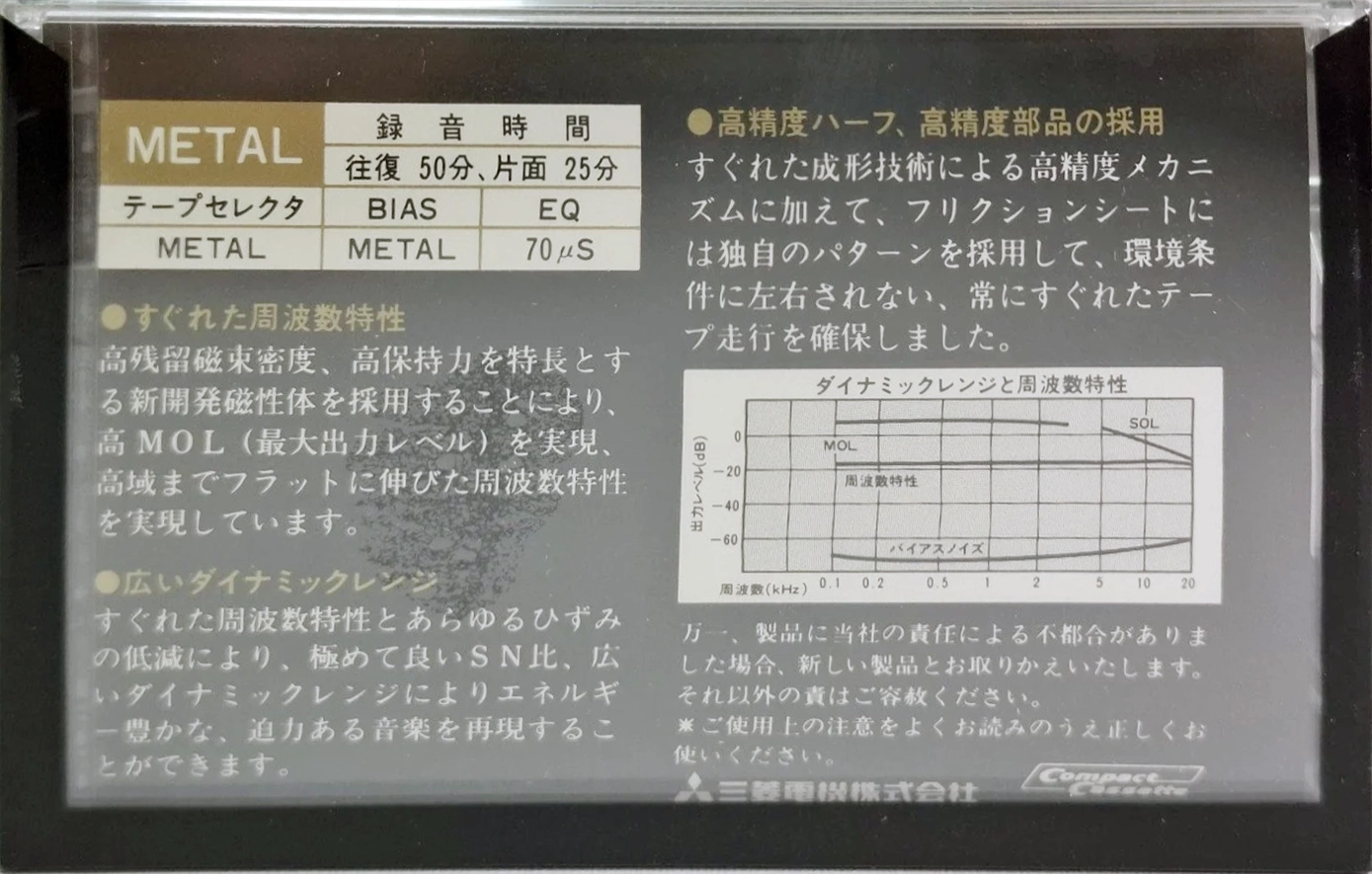 Compact Cassette Diatone MF 50 Type IV Metal 1983 Japan