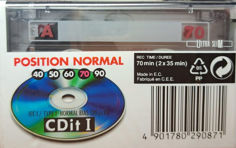 Compact Cassette Sony CDit I 70 "C-70CDIT1A" Type I Normal 1992 Europe