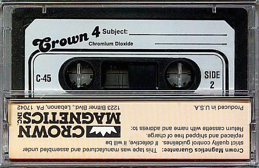 Compact Cassette Crown Magnetics Crown 4 45 Type II Chrome 1983 USA