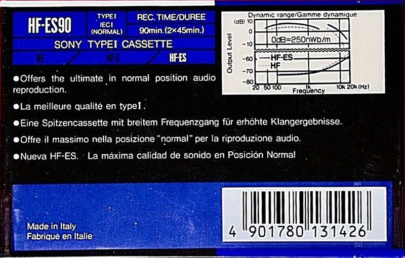 Compact Cassette Sony HF-ES 90 "HF-ES 90C" Type I Normal 1990 Europe