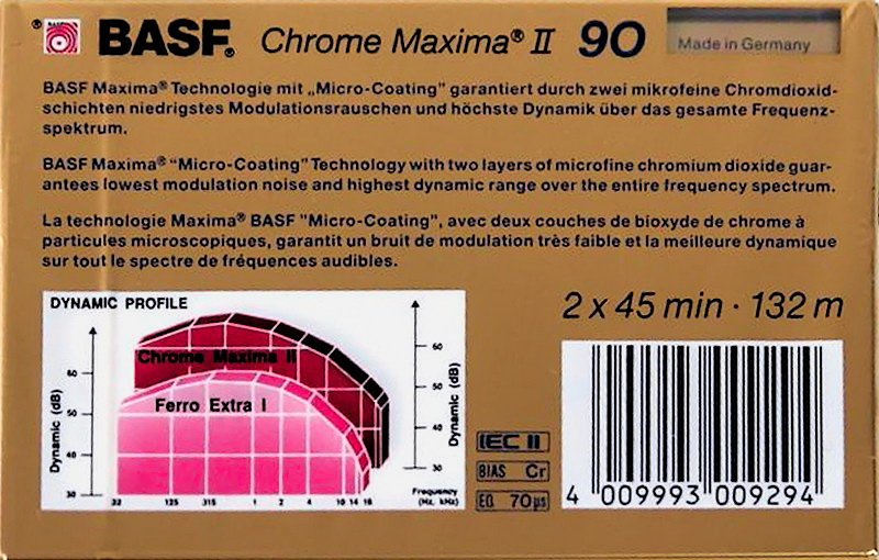 Compact Cassette BASF Chrome Maxima II 90 Type II Chrome 1988 Europe