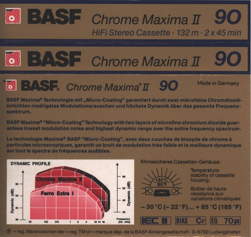 Compact Cassette BASF Chrome Maxima II 90 Type II Chrome 1988 Europe