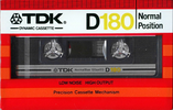 Compact Cassette TDK D 180 Type I Normal 1982 USA