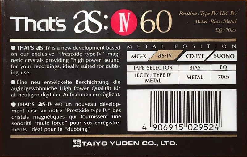 Compact Cassette: Taiyo Yuden Thats - AS:IV 60