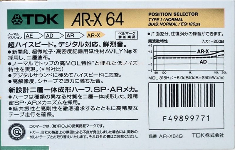 Compact Cassette: TDK  - AR-X 64