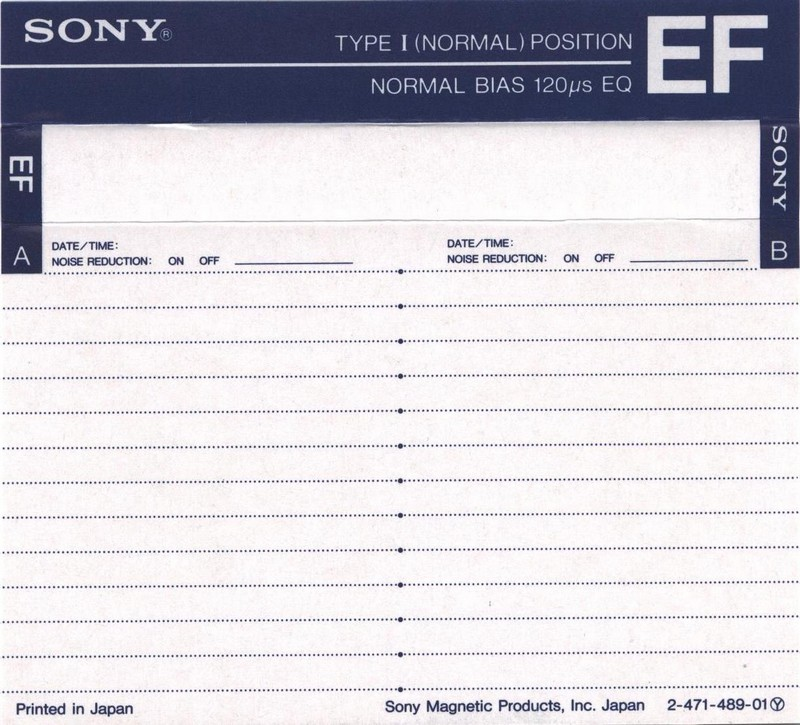 Compact Cassette Sony Super EF 60 "EF60s" Type I Normal 1985 Europe