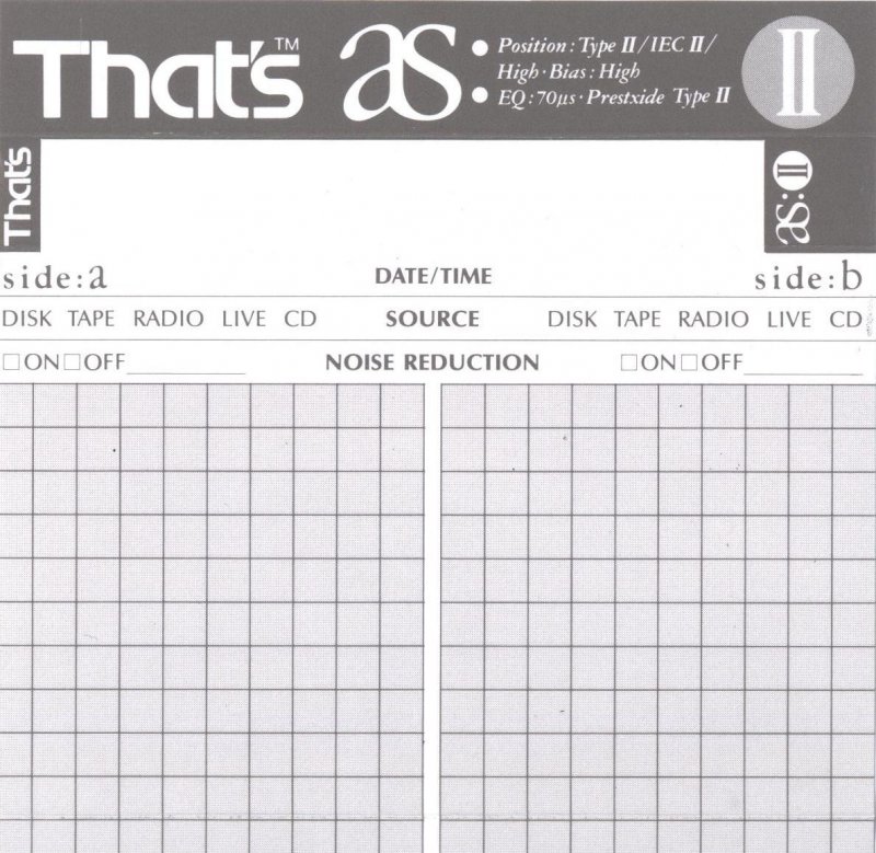 Compact Cassette Thats AS II 100 Type II Chrome 1990 USA