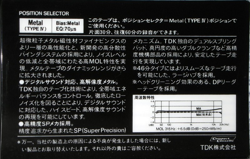 Compact Cassette: TDK  - MA 60