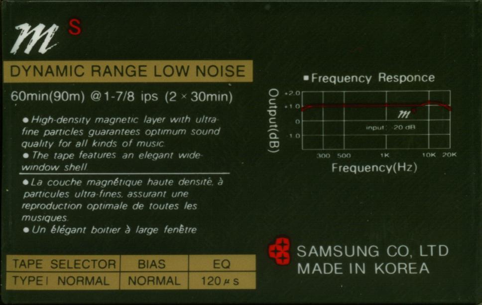 Compact Cassette Samsung MS 60 Type I Normal 1992 South Korea