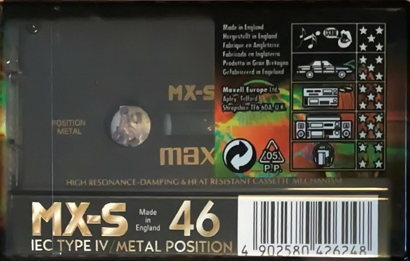 Compact Cassette Maxell MX-S 46 Type IV Metal 1998 Europe