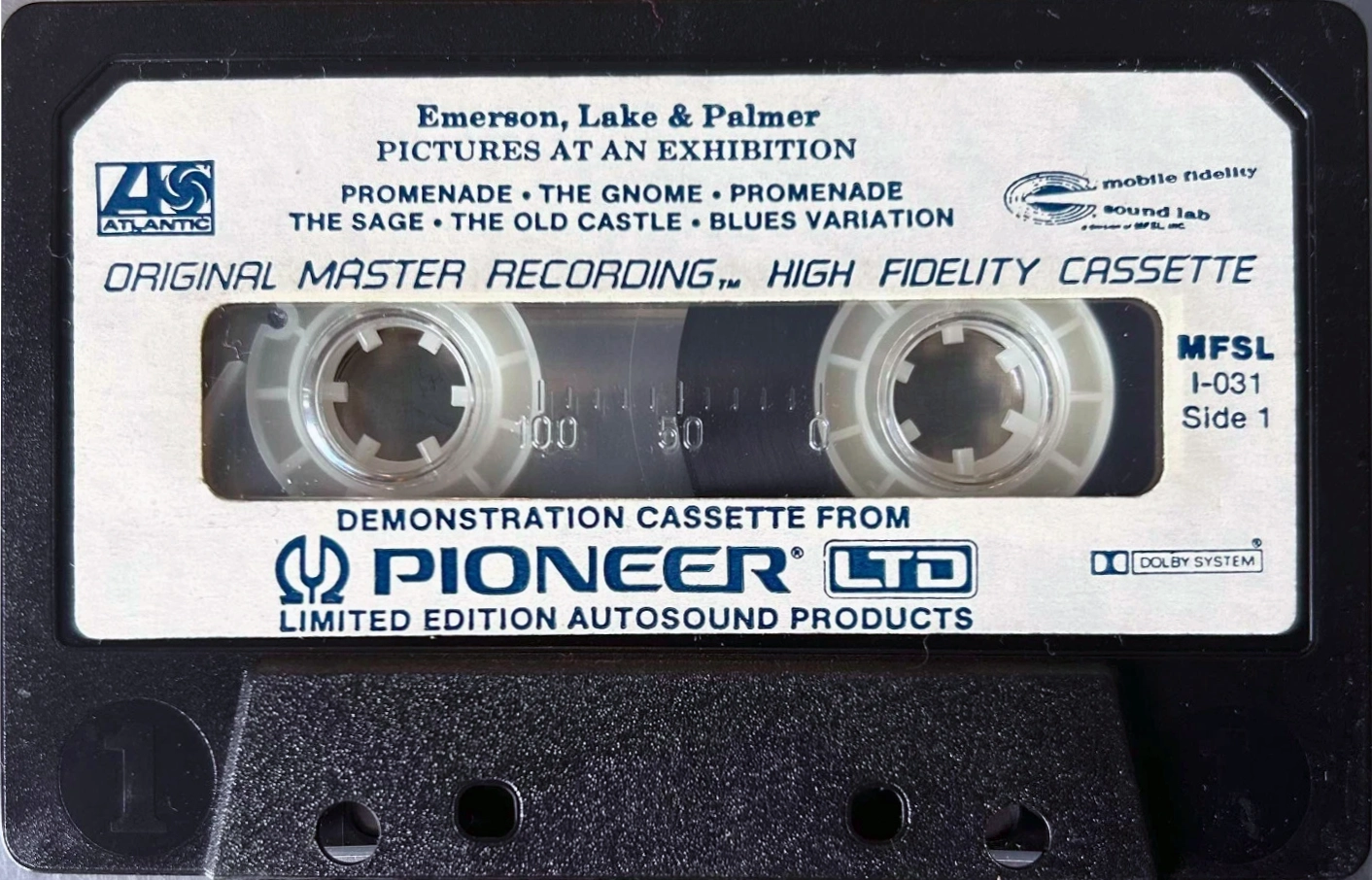 Compact Cassette Pioneer "Emerson, Lake & Palmer – Pictures At An Exhibition" Demonstration Tape 1972 USA