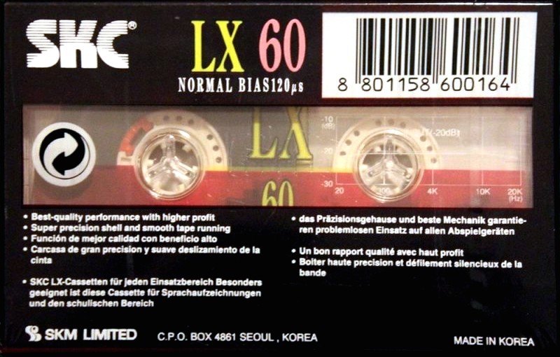 Compact Cassette SKC LX 60 Type I Normal 1995 Europe