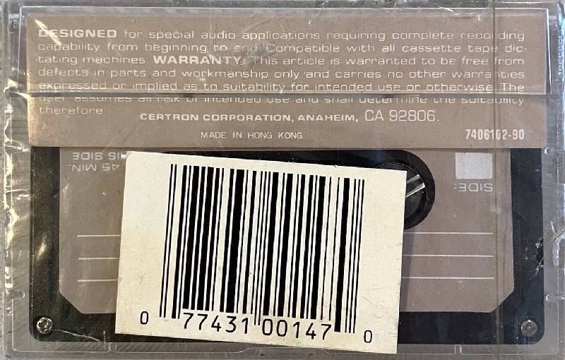 Compact Cassette Certron D 90 Type I Normal 1976 USA