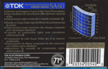 Compact Cassette TDK SA 60 Type II Chrome 1997 North America