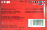 Compact Cassette TDK D 60 "Superior D 6395 1175-C" Type I Normal 2008 North America