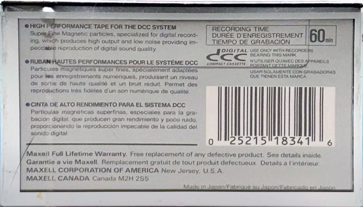 DCC Maxell 60 Type I Normal 1992 North America
