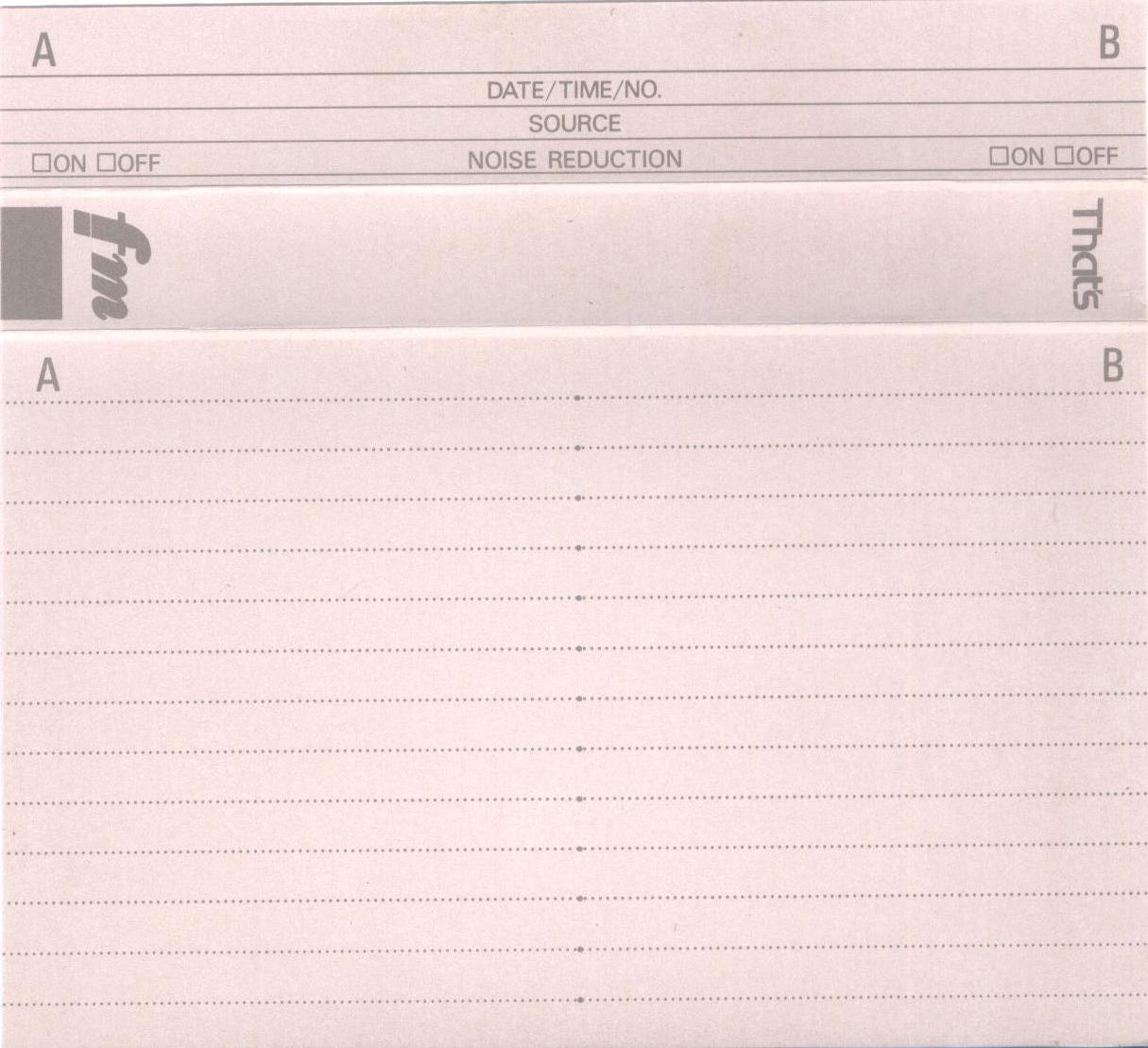 Compact Cassette Thats FM 64 Type I Normal 1989 Japan
