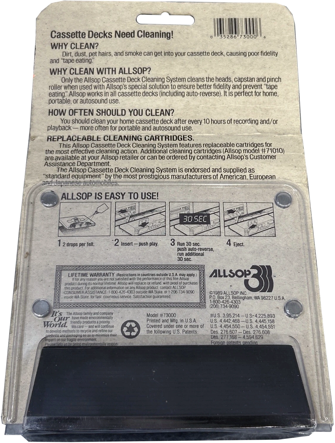 Blister Allsop Cleaning Cassette 1989 USA
