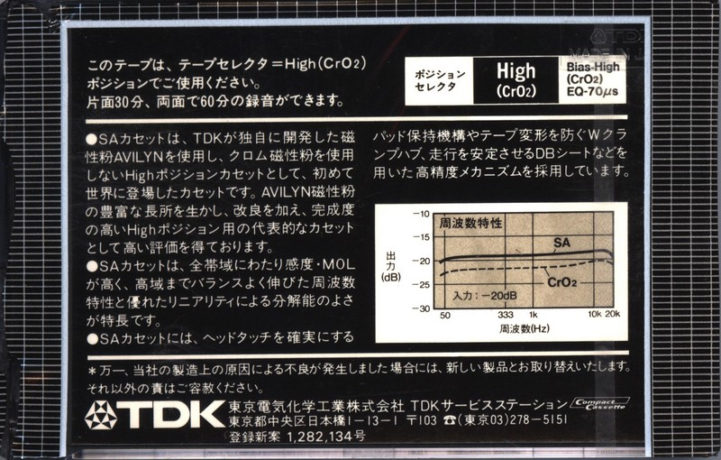 Compact Cassette TDK SA 60 Type II Chrome 1979 Japan