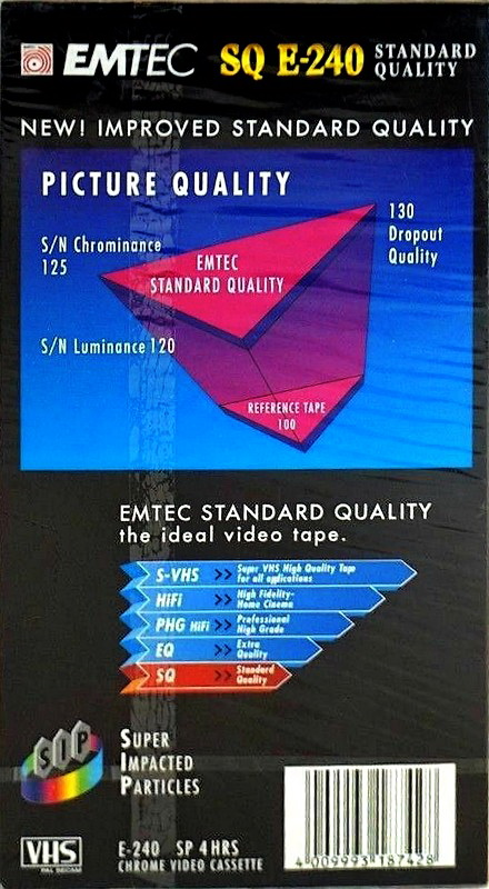 VHS, Video Home System Emtec SQ 240 Type II Chrome 1998 Europe