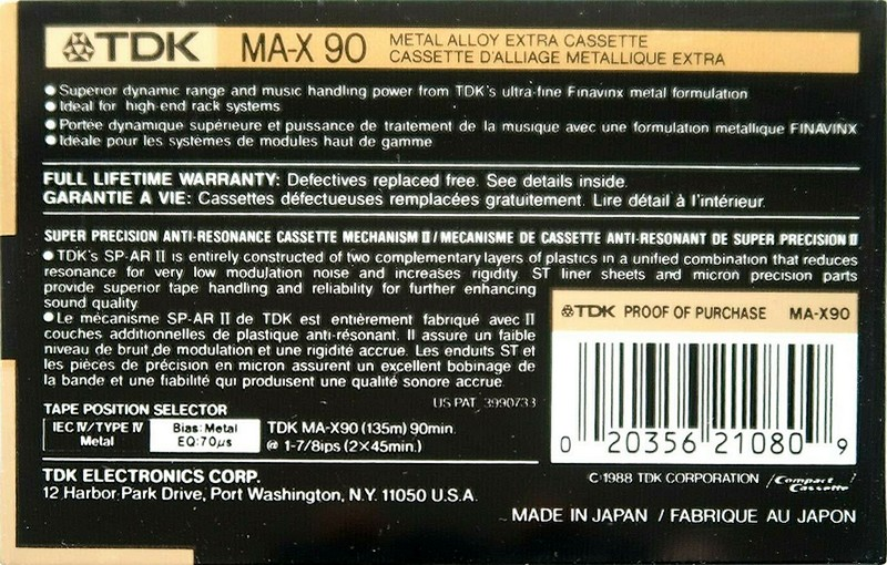 Compact Cassette: TDK  - MA-X 90