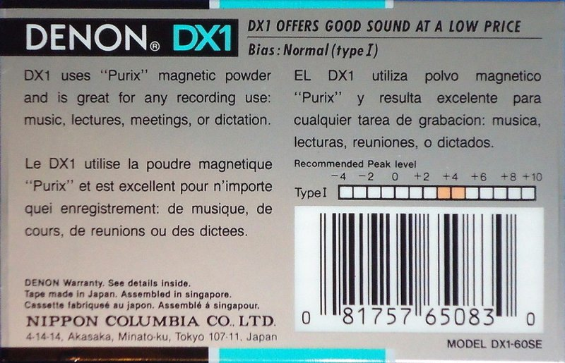 Compact Cassette: Nippon Columbia / Denon Denon - DX1 60