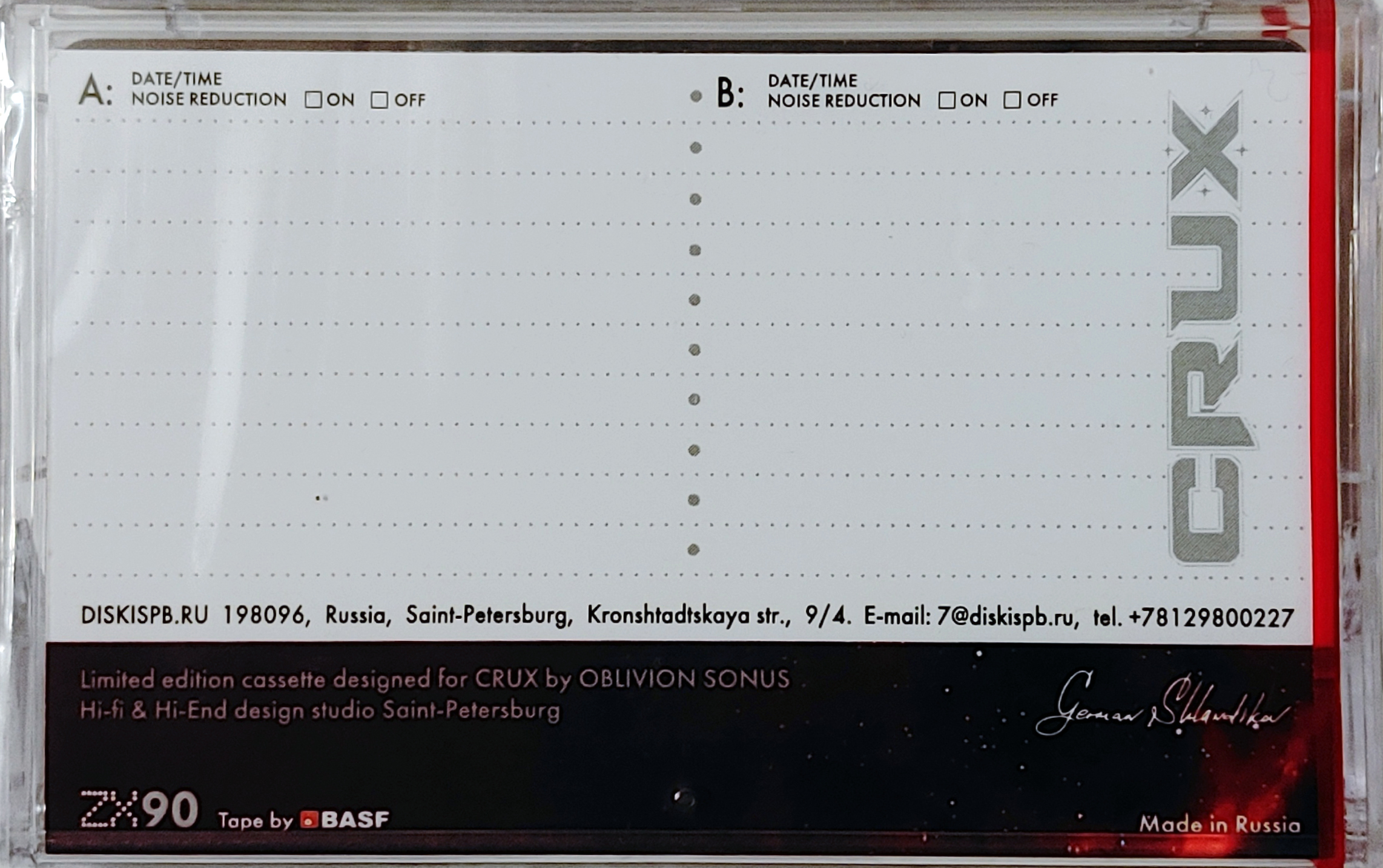 Compact Cassette CRUX ZX 90 Type I Normal 2021 Worldwide