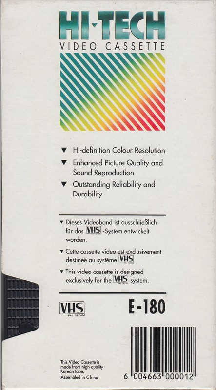 VHS, Video Home System Hi-Tech 180 Type I Normal 1985 Europe