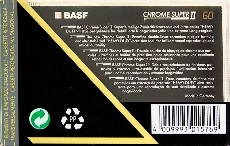 Compact Cassette BASF Chrome Super II 60 Type II Chrome 1991 Germany