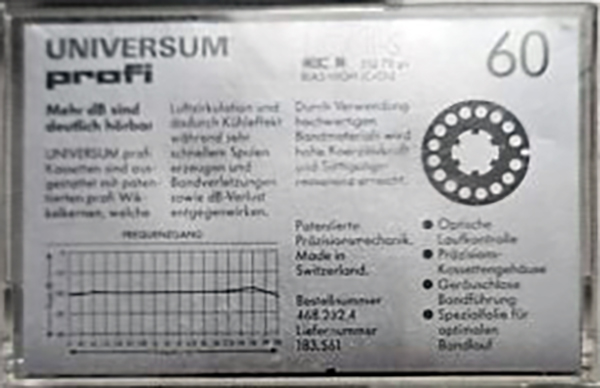 Compact Cassette Universum UCX II-S 60 Type II Chrome 1986 Europe