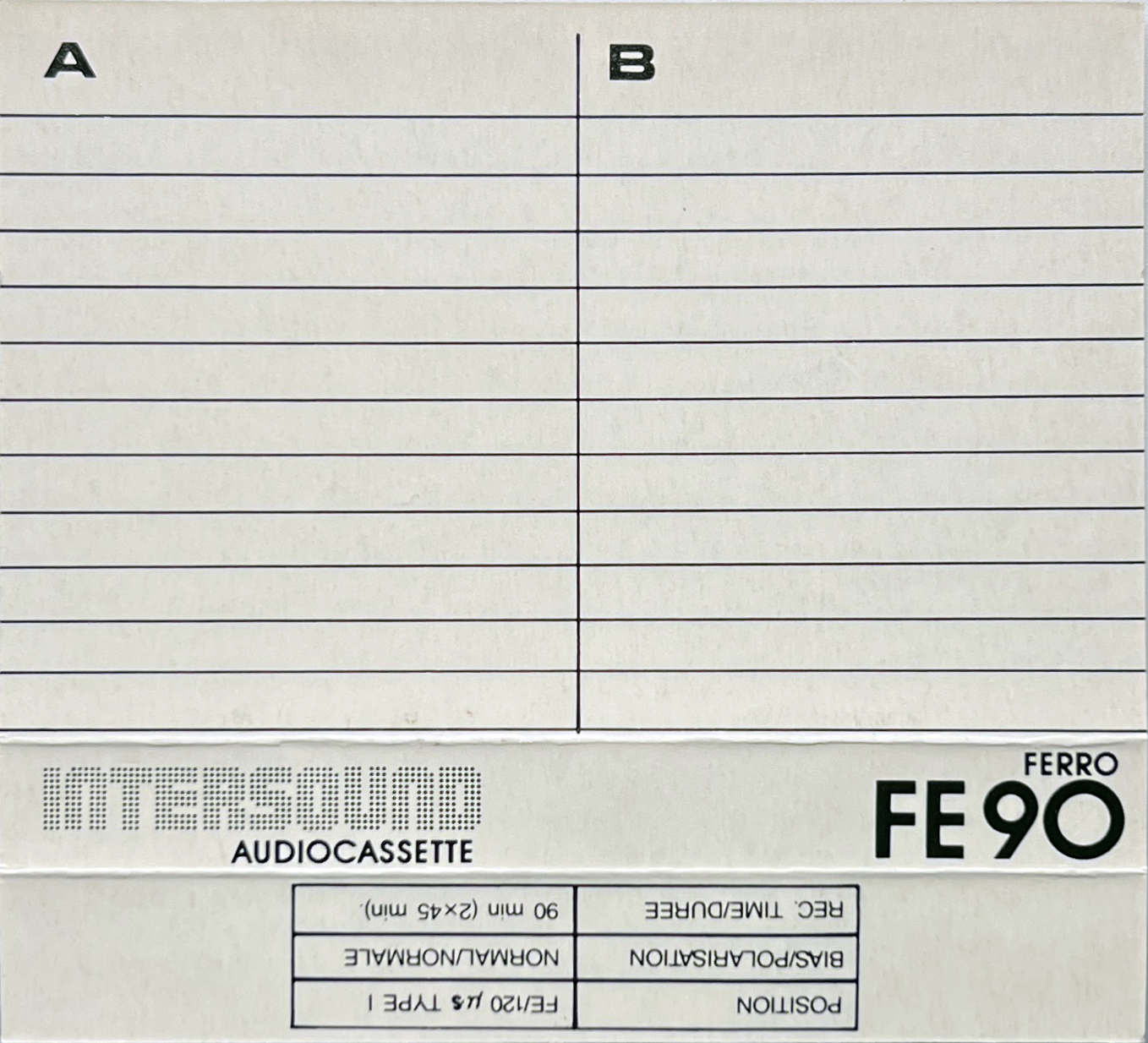 Compact Cassette Intersound 90 Type I Normal 1992 Europe