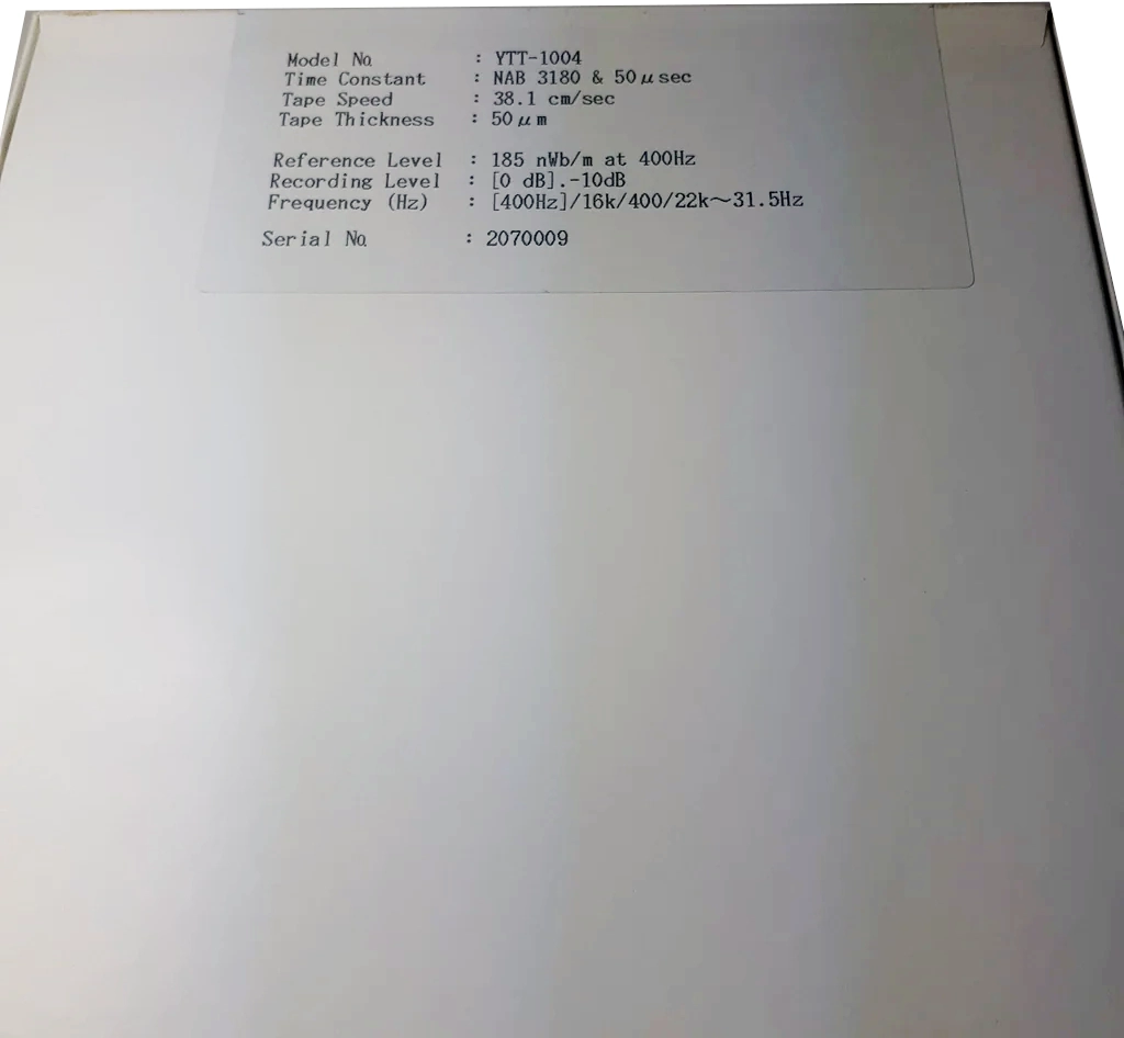 Reels Teac "YYT-1004" Test Cassette Japan