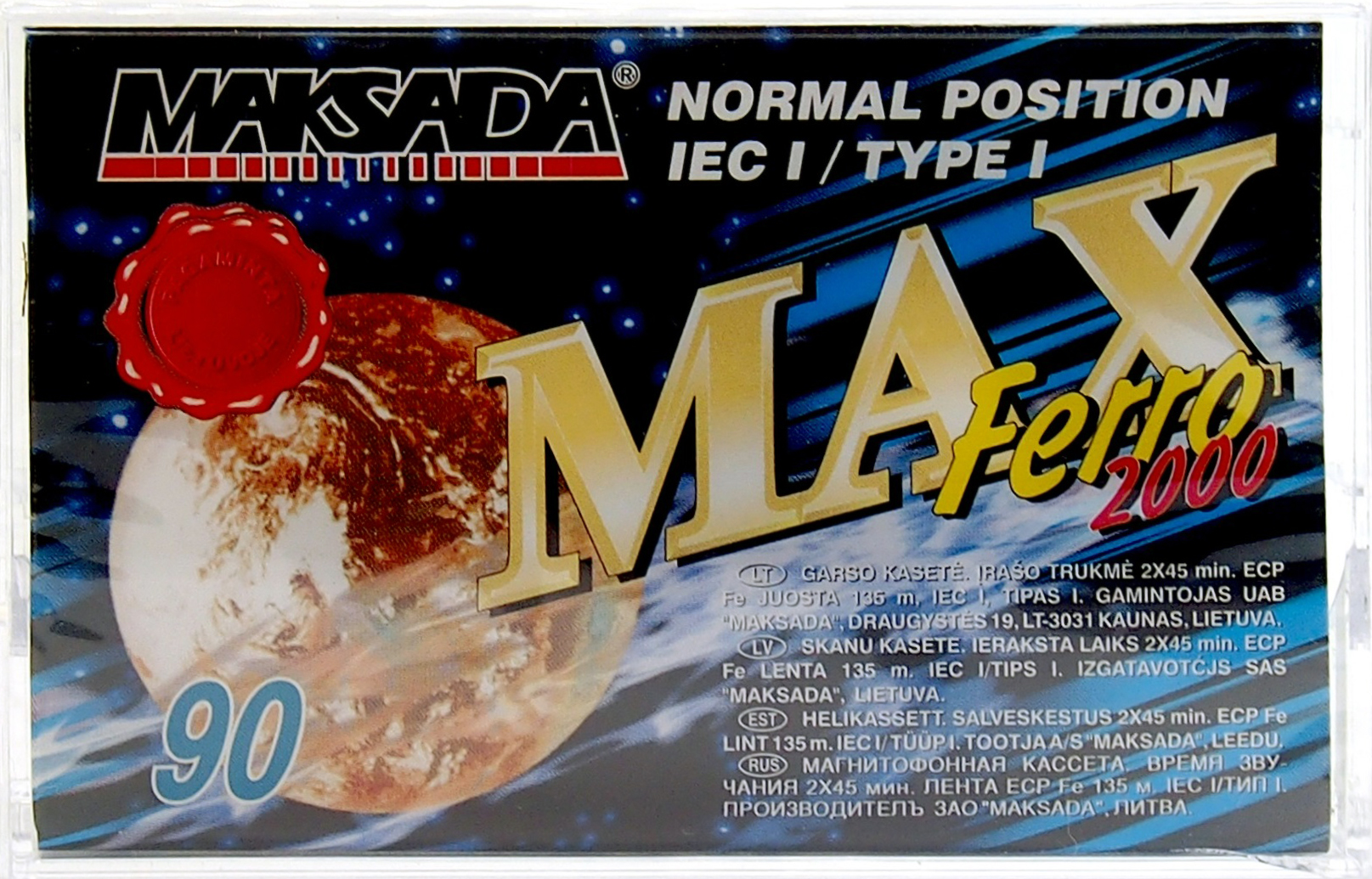 Compact Cassette Maksada MAX Ferro 90 Type I Normal 1998 Worldwide