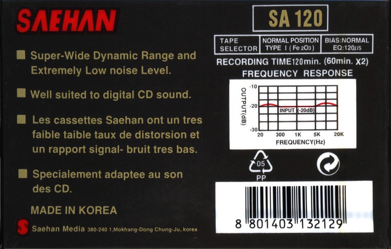 Compact Cassette: Saehan  - SA 120