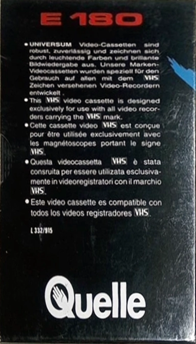 VHS, Video Home System Universum 180 Type I Normal Europe