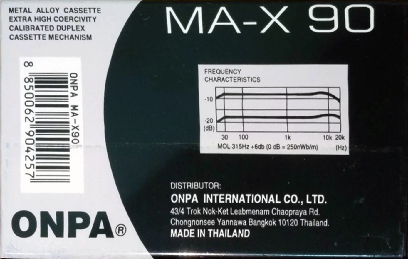 Compact Cassette ONPA MA-X 90 Type IV Metal 1990 Thailand