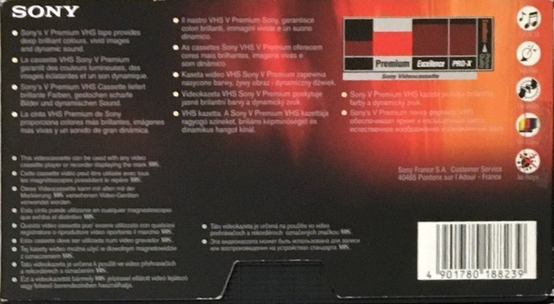 VHS, Video Home System Sony Premium 240 Type I Normal 1999 Europe