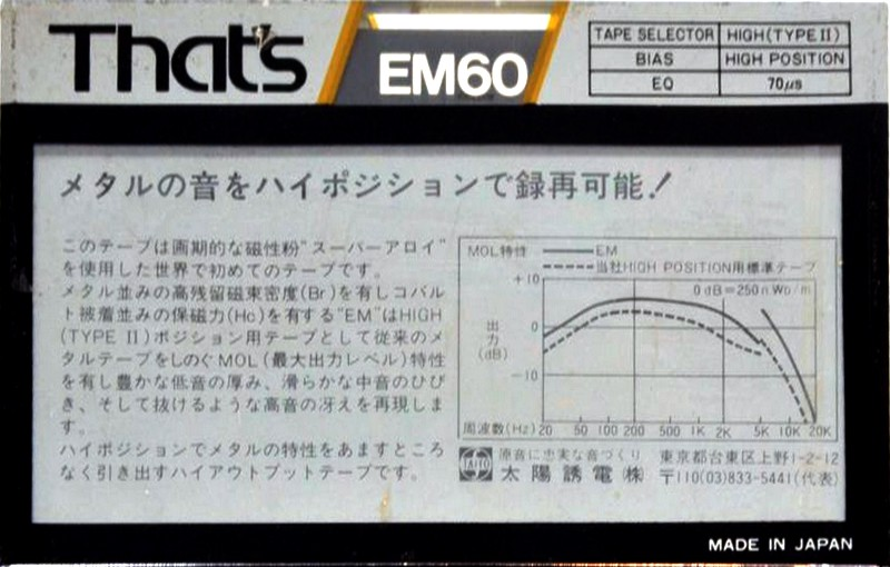 Compact Cassette: Taiyo Yuden Thats - EM 60