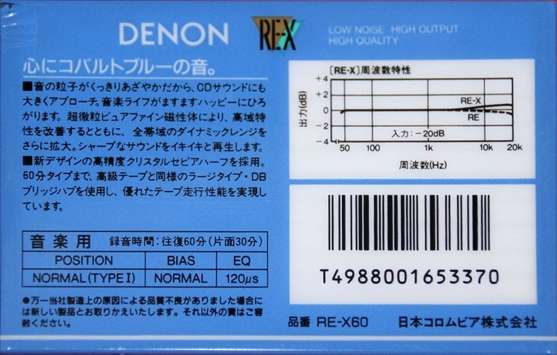 Compact Cassette Denon RE-X 60 Type I Normal 1987 Japan