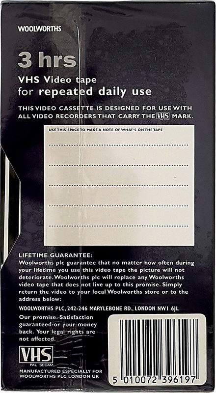 VHS, Video Home System Woolworths 180 Type I Normal UK