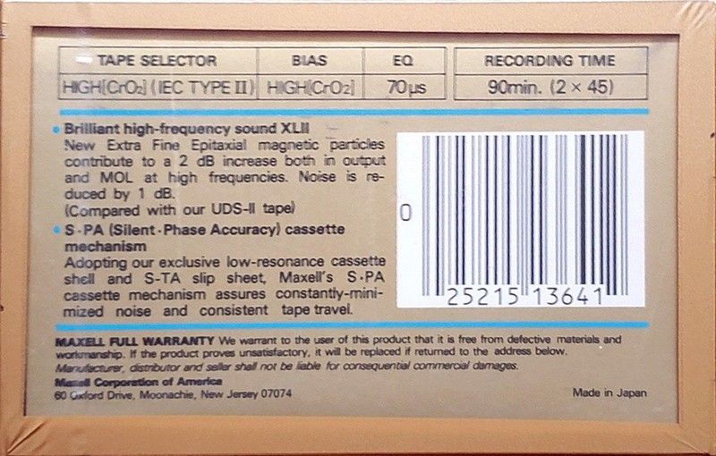 Compact Cassette: Maxell / Hitachi Maxell - XLII 90