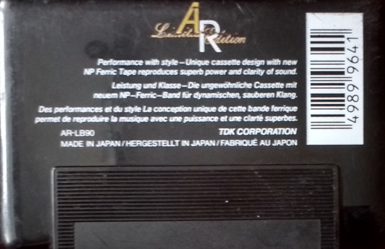 Compact Cassette TDK AR 90 "AR-LB90 Limited Edition" Type I Normal 1988 Europe