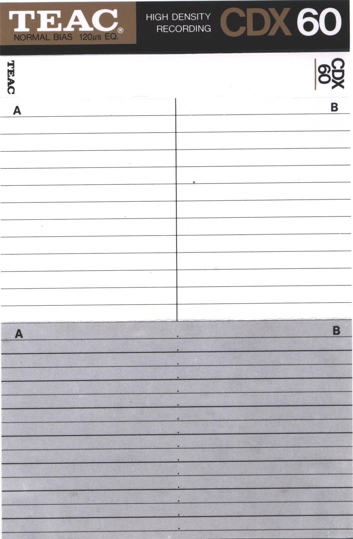 Compact Cassette Teac CDX 60 Type I Normal 1989 Europe