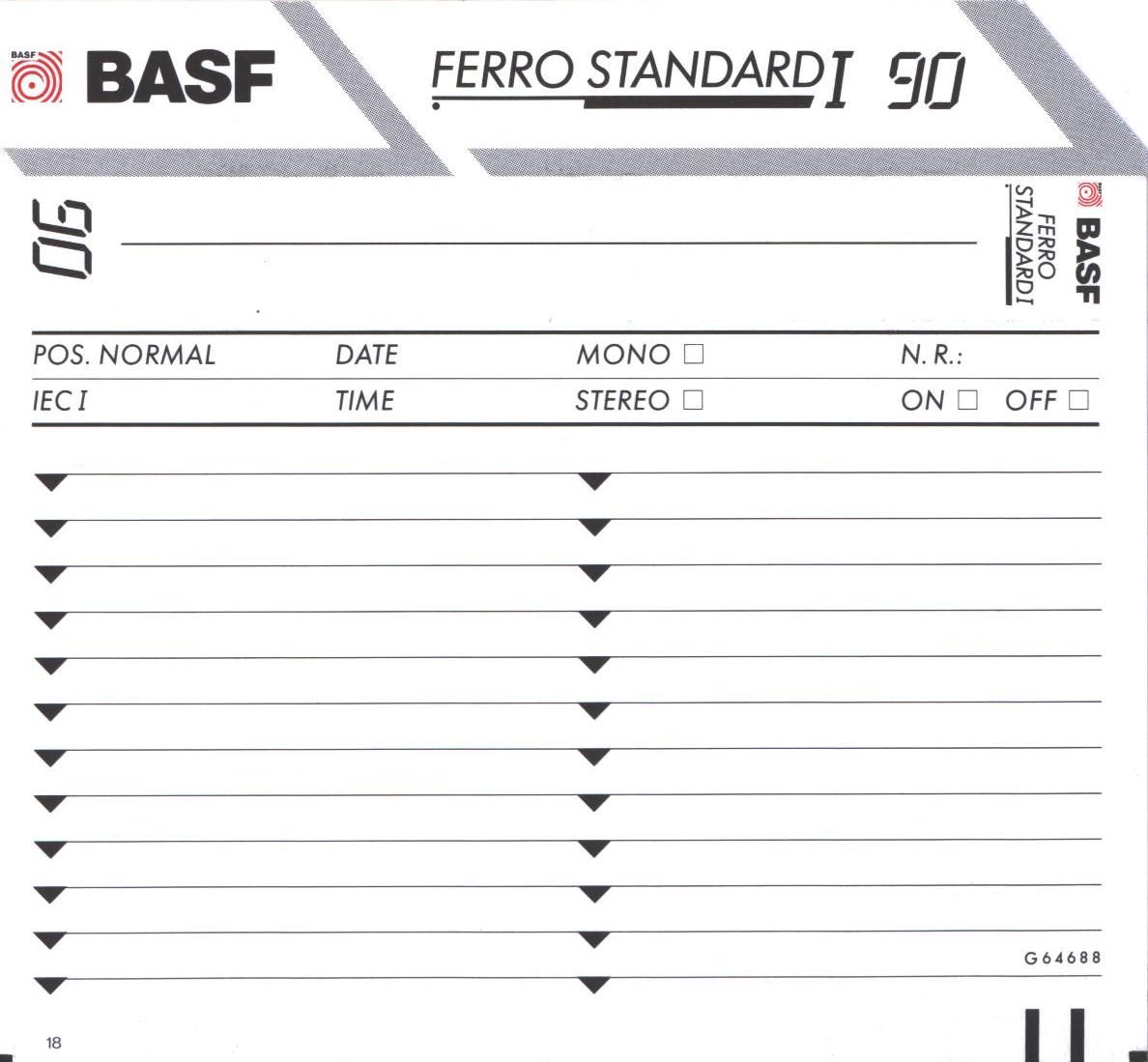 Compact Cassette BASF Ferro Standard I 90 Type I Normal 1991 Europe